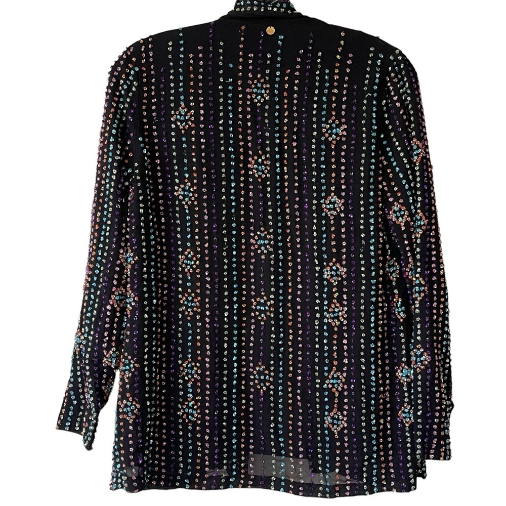 Antik Batik Open Sequence Texture Black Blazer Ja… - image 2